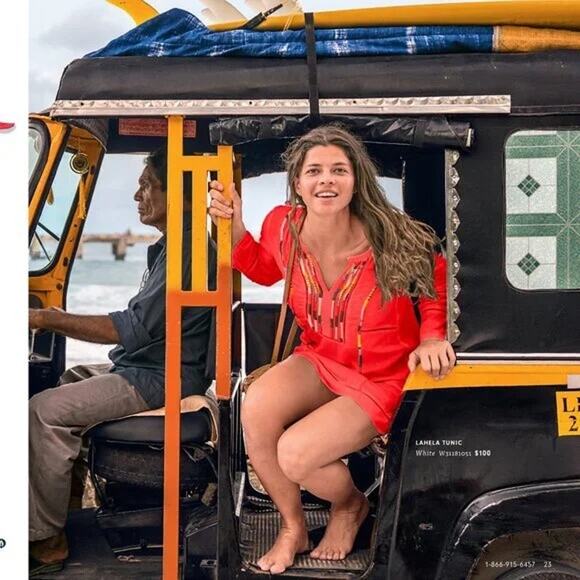 [Prana] Red Embroidered Lahela Coverup Tunic Mini Dress Long Sleeves Sz Medium M - Picture 13 of 13